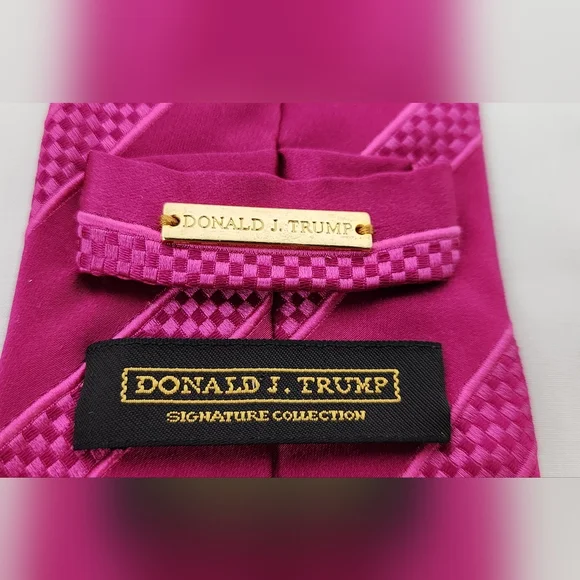💪 DONALD J. TRUMP SIGNATURE COLLECTION SILK MEN'S TIE - PINK 💪 - Picture 4 of 7